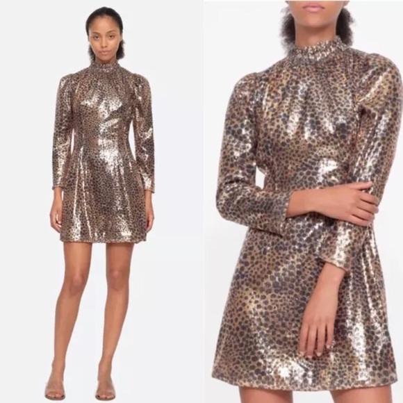 NEW SEA New York Sequin Leopard Print Minidress - Picture 1 of 14